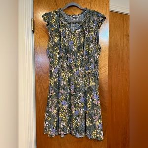 Green floral spring dress